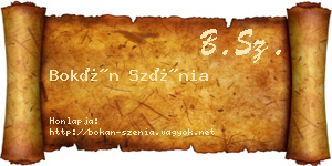 Bokán Szénia névjegykártya